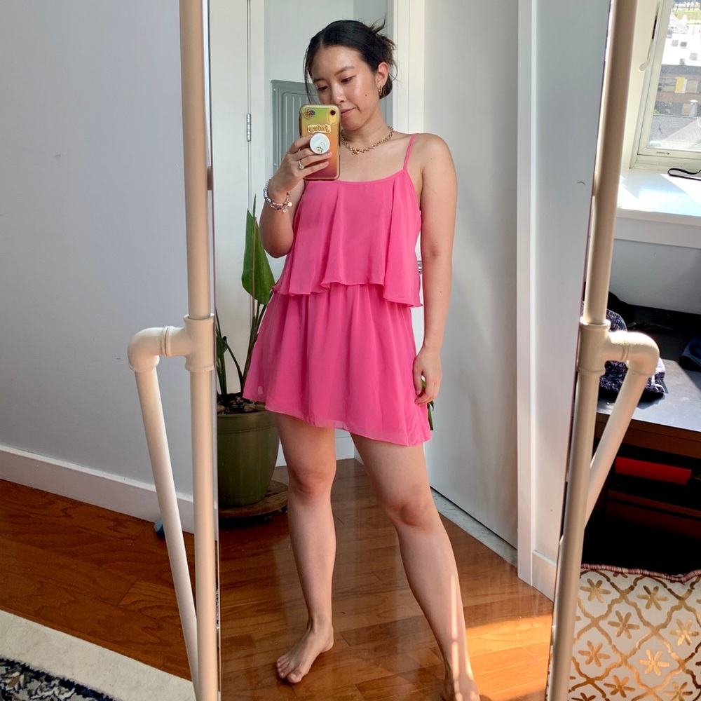 Lovers + Friends pink cutout mini dress